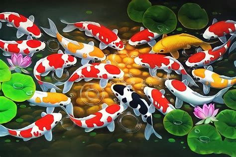 Poster Gambar Ikan Koi 3d Xtra Jumbo Ukuran 100x70cm 150x100cm