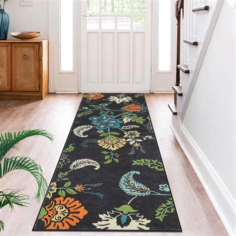 GlowSol 2 By 6 Feet Hallway Runner Rug Modern Floral Machine Washable