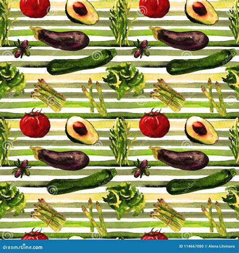 Vegetables Seamless Pattern Repeatable Pattern With Healthy Food