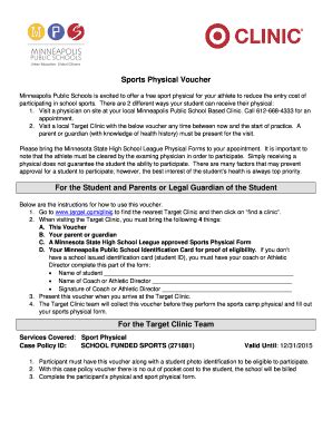 Fillable Online Athletics Mpls K12 Mn Physical Exam Voucher