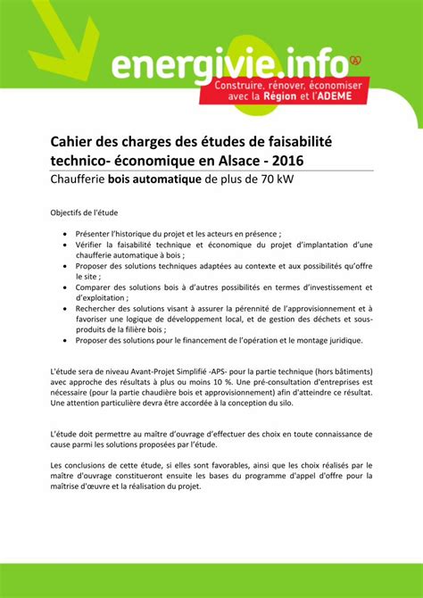 PDF Cahier des charges des études de faisabilité technico III