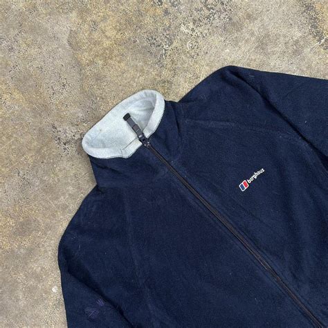 Berghaus Fleece Full Zip Winter Jacket Navy Blue Depop