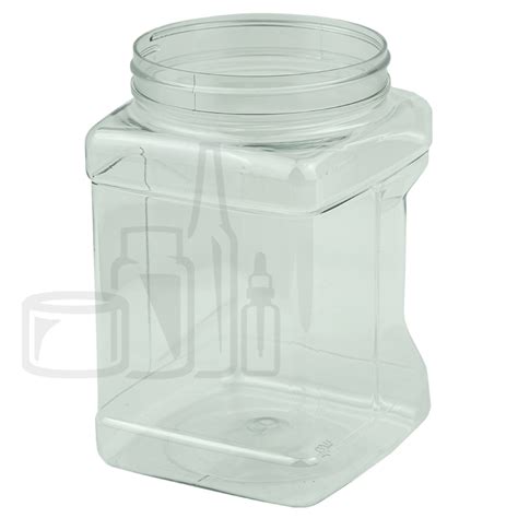 64oz Clear PET Plastic Square Grip Jar 110 400 Liquid Bottles LLC