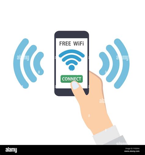 Hand Holding Smart Phone With Free Wifi Wireless Connection Stock