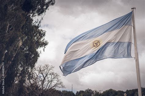 Bandera Argentina Flameando En M Stil Gris Con Fondo De Cielo Azul