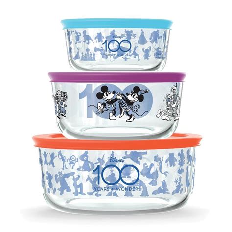 Pyrex 6 Piece Glass Food Storage Set Disney Commemorative Series Multiple Colors Artofit