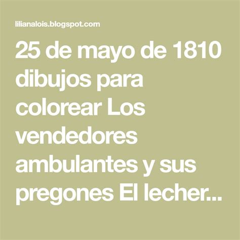 25 De Mayo De 1810 Dibujos Para Colorear Los Vendedores Ambulantes Y