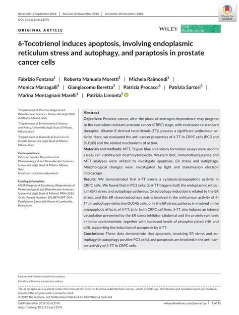 ΔTocotrienol Induces Apoptosis Involving Endoplasmic Reticulum Stress