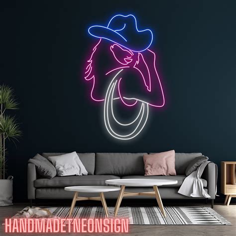 Handmadetneonsign Cowgirl Neon Sign Cowgirl Led Light Cowgirl Neon