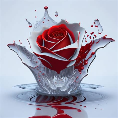 Ilustraci N D De Una Rosa Roja Con Gotas De Agua Sobre Un Fondo Blanco