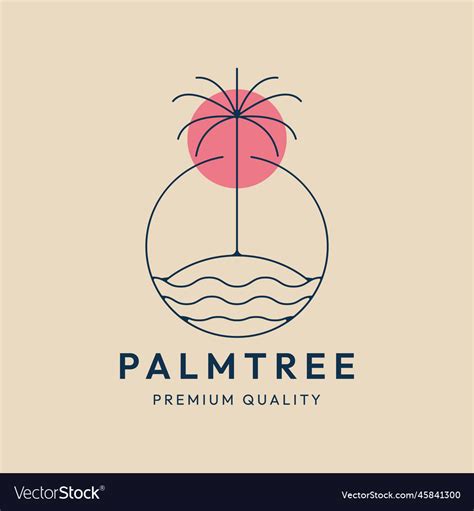 Palm Tree Line Art Logo Minimalist Symbol Vector Image