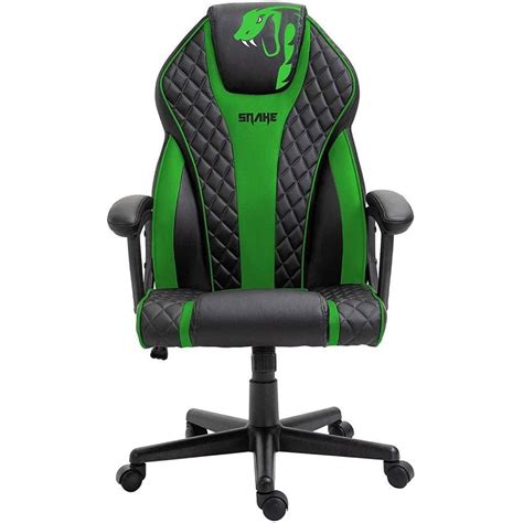 Cadeira Gamer Advanced Snake Naja Reclin Vel Girat Ria Preta E Verde