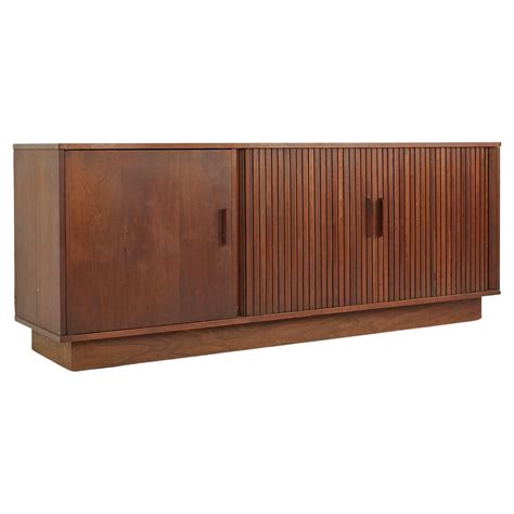 Mid Century Walnut Low Tambour Credenza At Stdibs