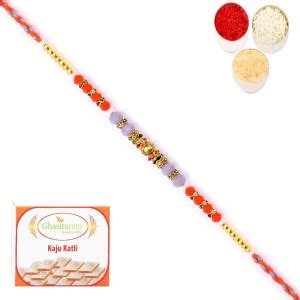 Ghasitaram Gifts 6497 Fancy Thread Rakhi With 200 Gms Of Kaju Katli