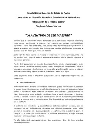 La Aventura De Ser Maestro PDF