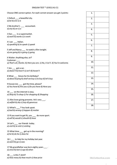 Free Esl Assessment Test Printable Printable Templates