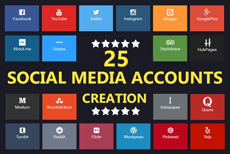 Create 25 Social Media Accounts Legiit