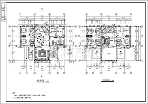 某大型别墅设计cad建筑施工图纸别墅建筑土木在线