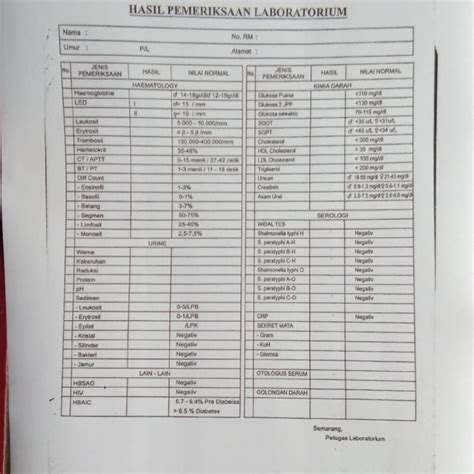 Formulir Pemeriksaan Laboratorium