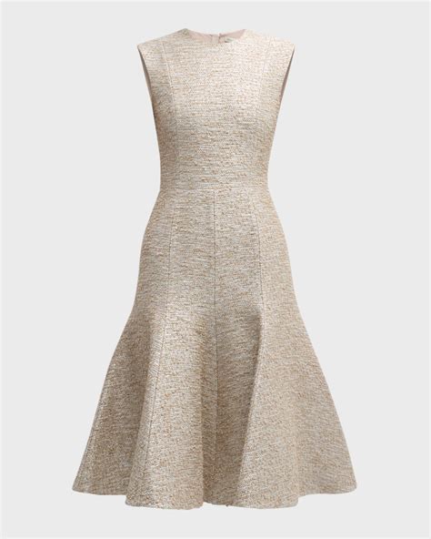 Emilia Wickstead Denver Metallic Boucle Sleeveless Fit Flare Midi