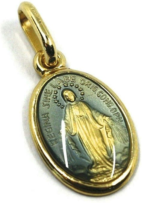 Médaille en or jaune 18 carats 750 ovale Vierge Marie Médaille