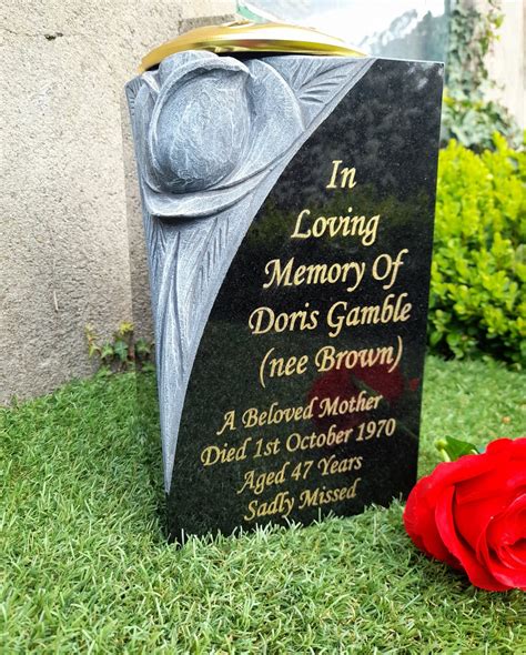 Personalised Granite Memorial Vase Grave Rose Bowl Flower Cemetery