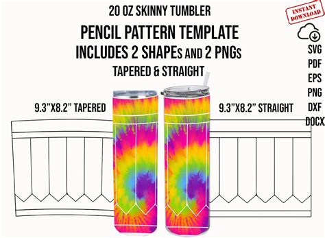 Tumbler Wrap Svg Skinny 20 Oz Pencil Tumbler Template Pencil Template