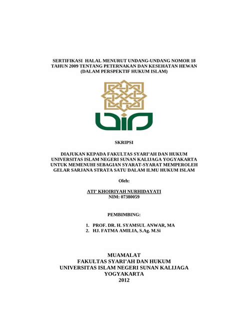 Pdf Sertifikasi Halal Menurut Undang Undang Nomor Digilib Uin Suka