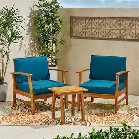 Noble House Perla Teak Brown Piece Wood Outdoor Patio Conversation