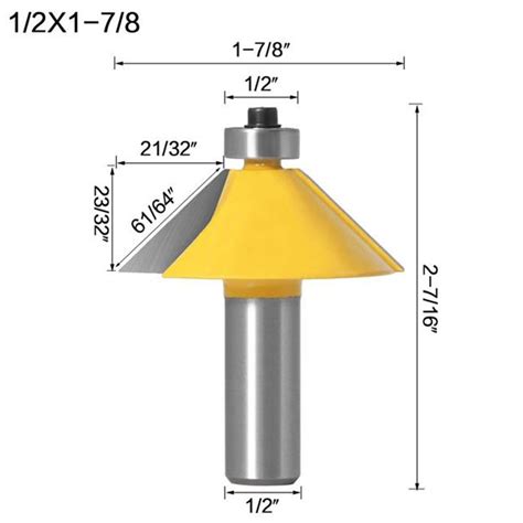 Woodworking Router Bit Mm Shank Degree Chamfer Bevel Edging Wood