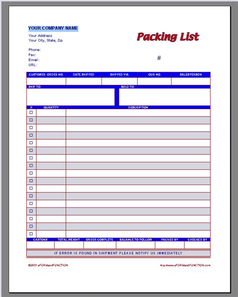 21 Free Packing List Template Word Excel Formats