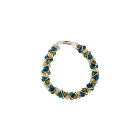 Bracelet Perles Vertes Bleues Pour Femme Mes Bijoux Fr