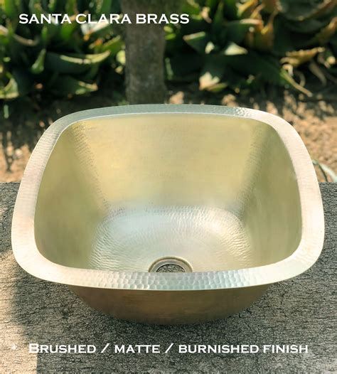 Hand Hammered Brass 15 Square Bar Sink With 2 Or 3 1 2 Drain Opening — Santa Clara Brass And Copper