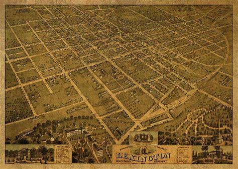 Lexington Kentucky Vintage City Street Map 1871 Mixed Media by Design Turnpike - Pixels