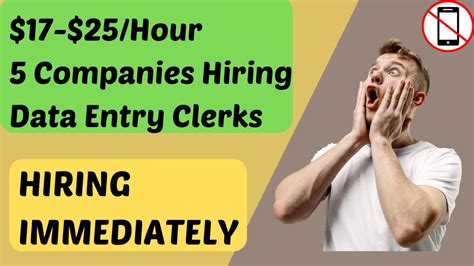 Earn 17 25 Hour Data Entry Clerks Needed 5 Companies Are Hiring Immediately Work From Home