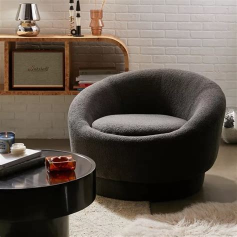 Contemporary Stylish Round Swivel Accent Chair Papasan Design With