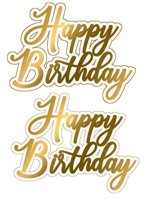 DIY Gold Happy Birthday Cake Topper