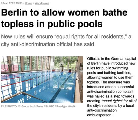 Dan Lyman On Twitter Berlin To Allow Women Bathe Topless In Public