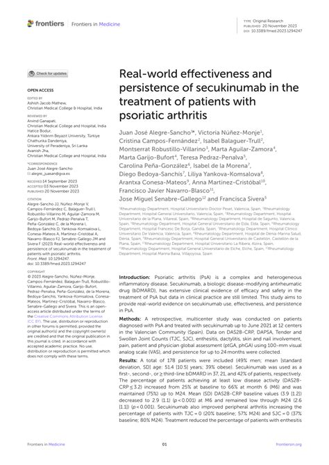 PDF Real World Effectiveness And Persistence Of Secukinumab In The