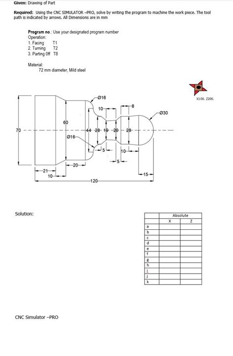 Solved Given Drawing Of Part Required Using The Cnc Chegg