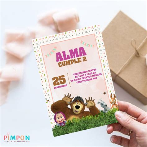 Kit Imprimible Textos Editables Masha Y El Oso Mod 02