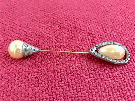 Vintage Hat Pin With Faux Pearls And Rhinestones Art Deco Etsy Uk