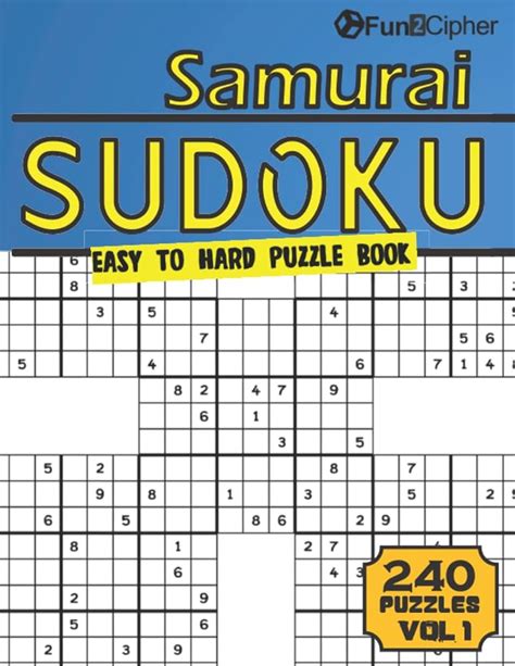 Samurai Sudoku Puzzle Book For Adults Easy To Hard Large