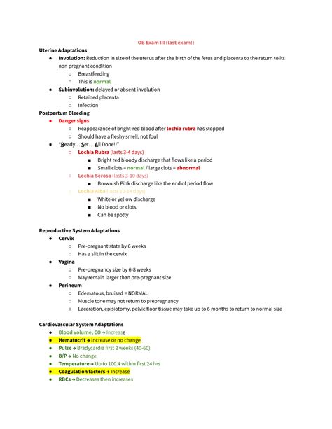 OB Exam III OB Exam 3 Stacey Lobst OB Exam III Last Exam Uterine