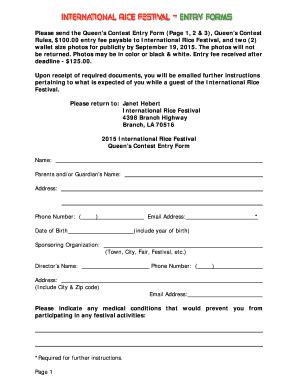 Fillable Online 2015 IRF Contestant Entry Form Fax Email Print