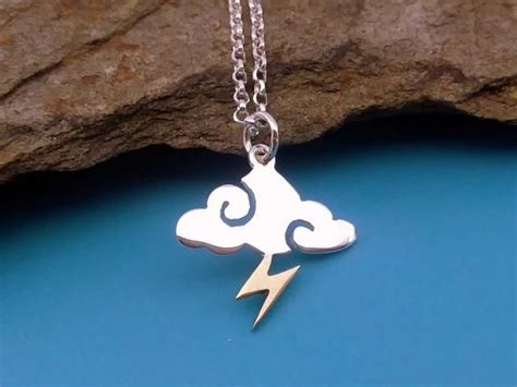 Storm Cloud With Lightning Charm Or Necklace Sterling Silver Jewelry