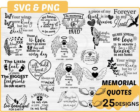 Memorial Svg Bundle Memorial Quotes Svg Rest In Peace Svg Etsy