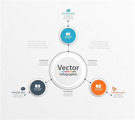 Premium Vector Three Steps Infographic With Colorful Circles