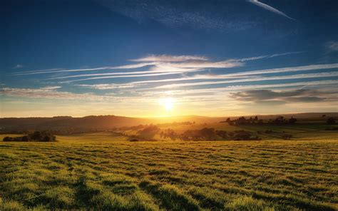 Wallpaper Sunlight Landscape Sunset Hill Nature Sky Field