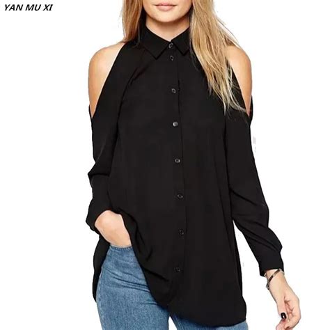 Blusa feminina chiffon manga longa sem alças camisa feminina casual